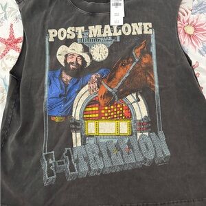 Post Malone Graphic Sleeveless Tee with Cowboy and Horse